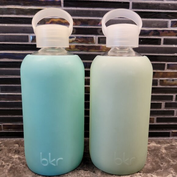 BKR GLASS WATER BOTTLE SET OF (4) HOT PINK BLUE GREEN 16 OZ 500ML YOGA WORKOUT - Picture 6 of 13